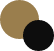 A black and brown circle are next to each other.